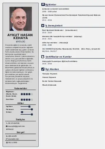 Biyolog CV Örnekleri cv indir